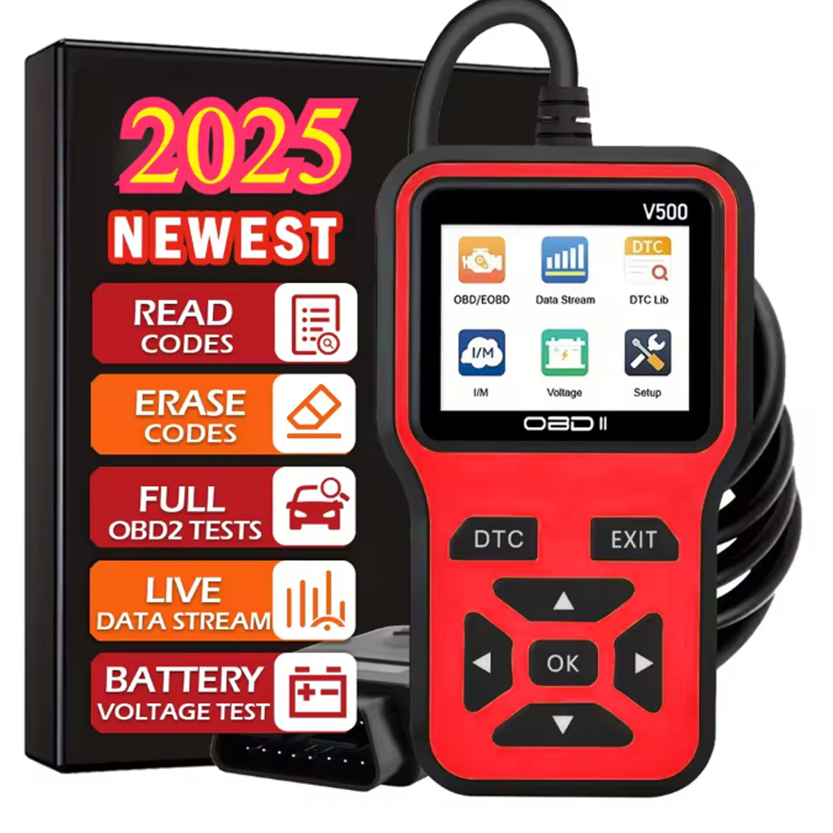 2025 PCMOS OBD2 Car Diagnostic Tool GJZ0394 – Engine Fault Code Reader, Real-Time Data, Battery Monitor