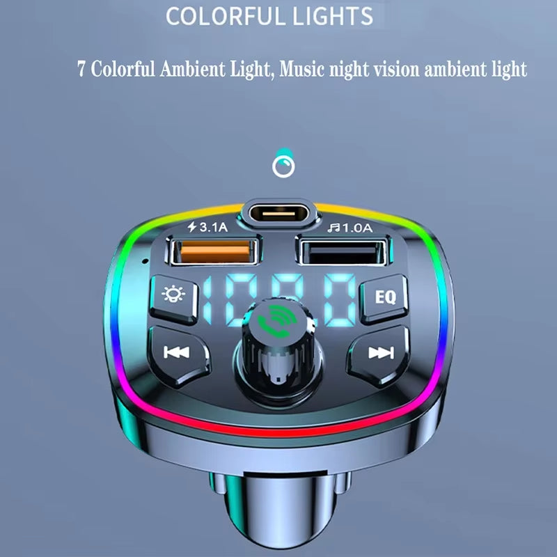 Jumon Car Charger BT5.0 — Fast PD Dual USB + Type-C Quick Charge FM Transmitter & Bluetooth MP3 Player