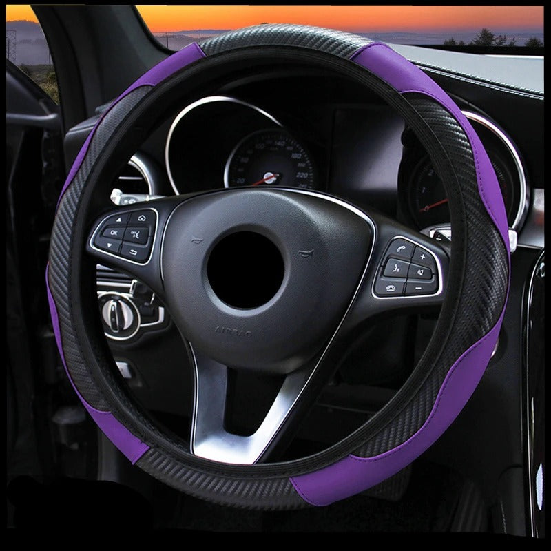 PU Leather Car Steering Wheel Cover — 37–38cm Universal Fit | Breathable, Luxury Design