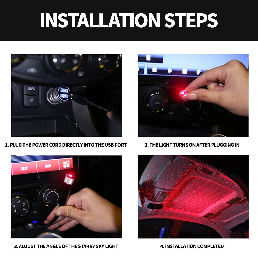 AMS Romantic LED Car Roof Lamp – Starry Projection Ambient Light