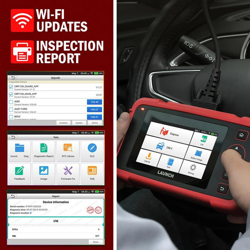 LAUNCH CRP123X 2.0 OBD2 Diagnostic Scanner – Engine, ABS, SRS, Transmission Diagnostic Tool | Android 8.1, 5” Touchscreen, 7 Reset Services, Lifetime Free WiFi Updates