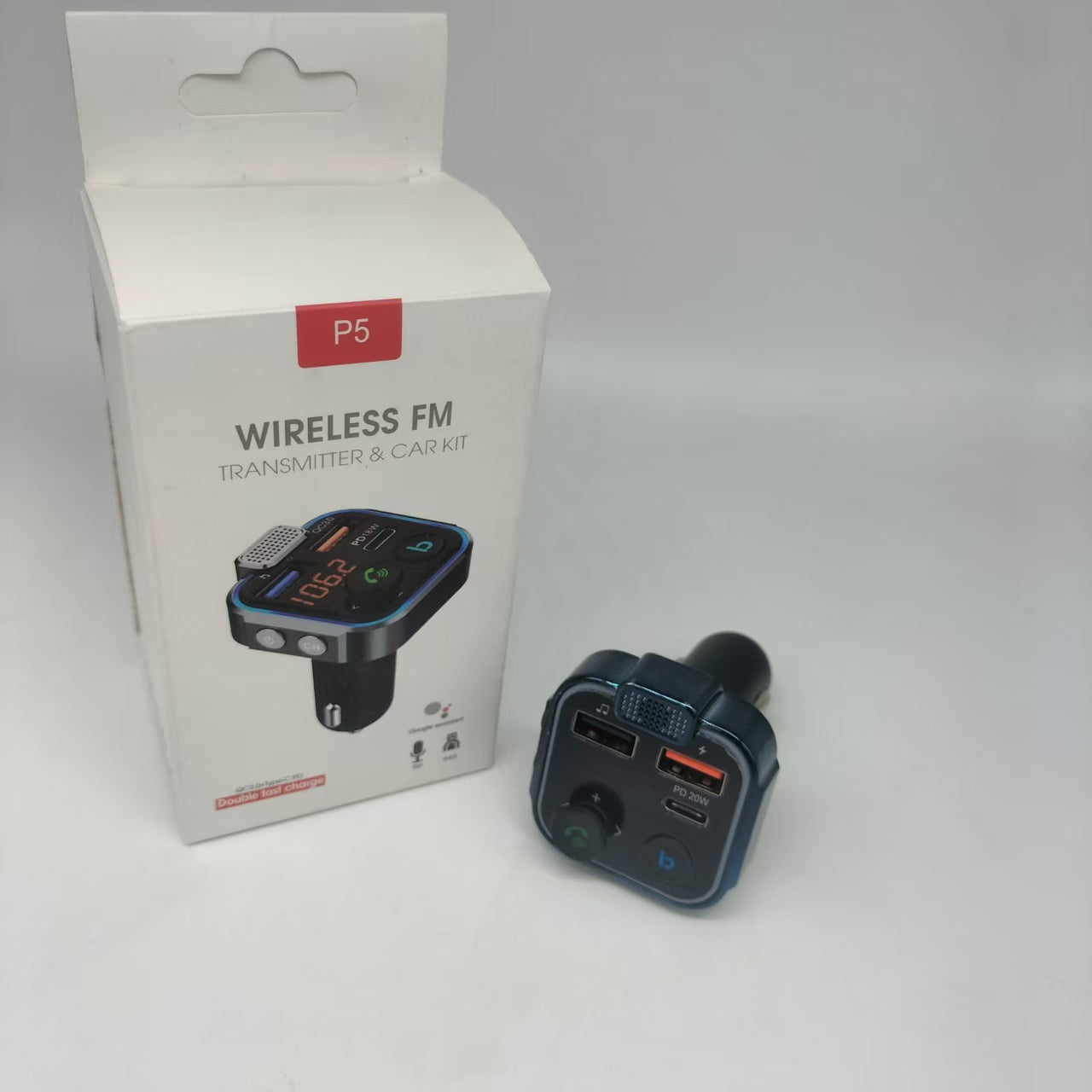 P5 BT Wireless Car MP3 Player FM Transmitter18W PD+QC3.0 Dual Port Fast Charger Universal Car Audio Accessories with HD Sound