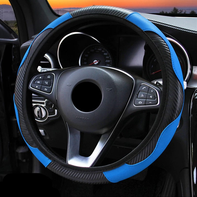 PU Leather Car Steering Wheel Cover — 37–38cm Universal Fit | Breathable, Luxury Design