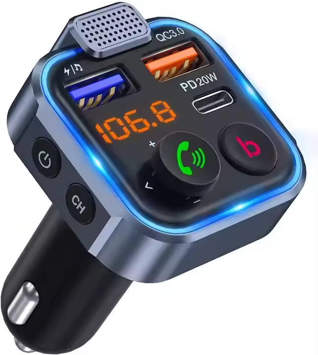 P5 BT Wireless Car MP3 Player FM Transmitter18W PD+QC3.0 Dual Port Fast Charger Universal Car Audio Accessories with HD Sound
