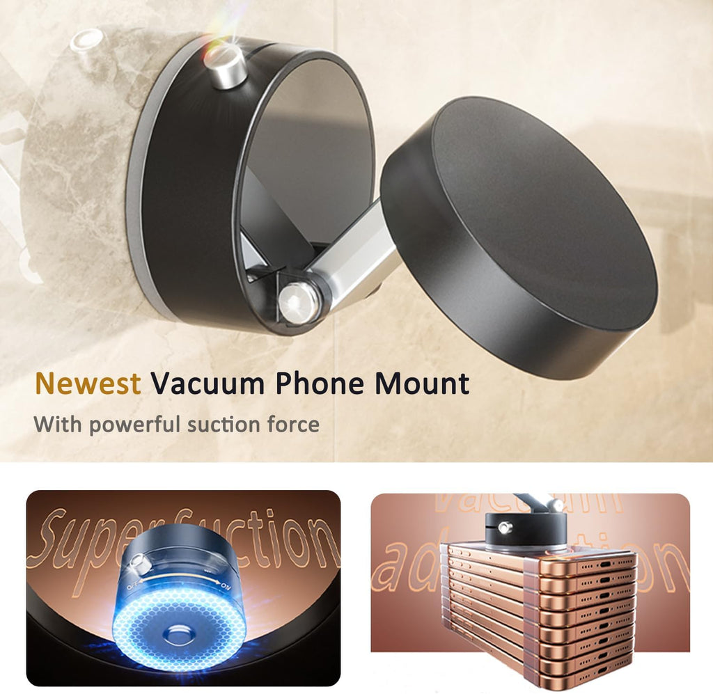 Foldable Magnetic Car Phone Holder Magsafe 360° Adjustable Vacuum Suction Cup Mount, Strong Magnet