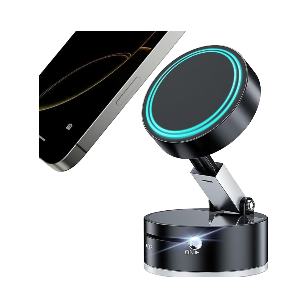 Foldable Magnetic Car Phone Holder Magsafe 360° Adjustable Vacuum Suction Cup Mount, Strong Magnet